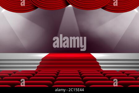 white and spotlight on the stage in the hall Stock Vector
