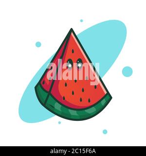 Cute watermelon logo design. Vector illustration. Summer concept Stock Vector