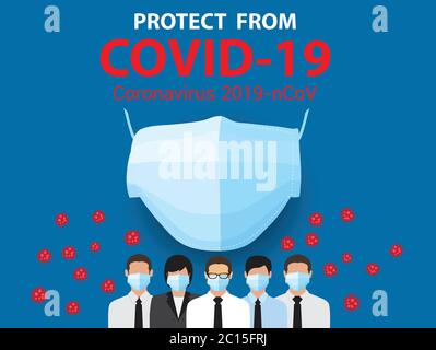 covid-19, Disease, Coronavirus 2019-nCoV concept, Mask to protection Stock Vector