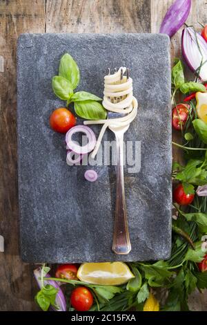 Pici, handmade spaghetti Stock Photo