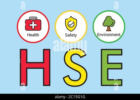 HSE label. Health, Safety, Environment. Icon design. Work safety ...