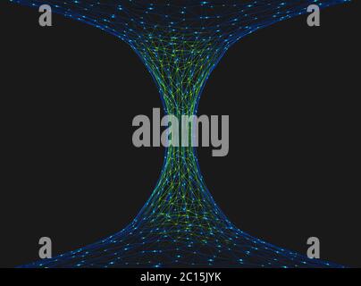 Abstract representation of a wormhole consisting of lines and points - 3d illustration Stock Photo
