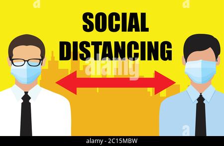 social distancing,covid-19, Disease, Coronavirus 2019-nCoV concept Stock Vector