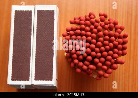 Two matchbox on brown photo background top view Stock Photo