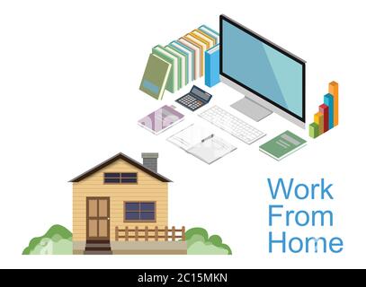 work from home, covid-19, Disease, Coronavirus 2019-nCoV concept Stock Vector