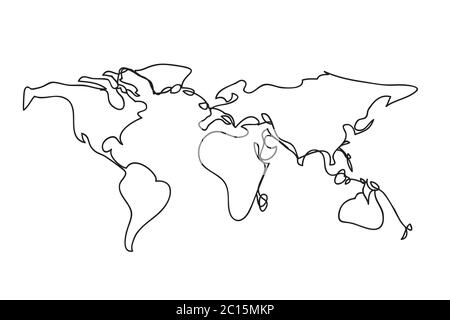 World map , line drawing style,vector design Stock Vector