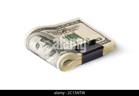 Dollar Bills With Clip Lying Stock Photo