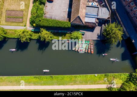 Aerial view of the River Cam in Cambridge Stock Photo