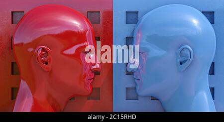 Schematic icon of human brain and male hand on a blue background Stock ...