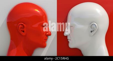 Schematic icon of human brain and male hand on a blue background Stock ...