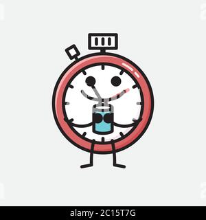 An illustration of Cute Sport Timer Mascot Vector Character in Flat Design Style Stock Vector