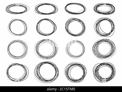 Hand drawn circle and Oval line sketch,vector design Stock Vector