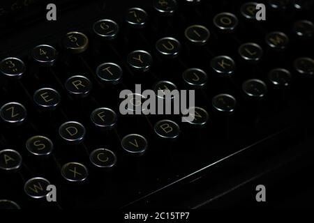Letters on the keys of an old typewriter Stock Photo