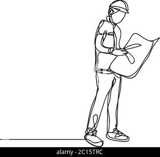 line construction,Civil engineer,Architects and worker,vector design Stock Vector