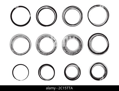 Hand drawn circle and Oval line sketch,vector design Stock Vector