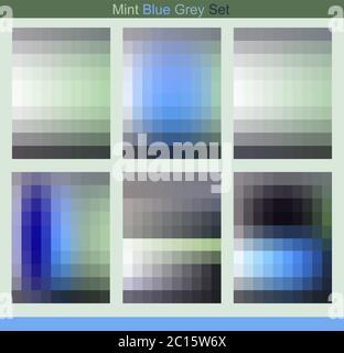 Luxury mint blue grey color palette set design vector illustration. Soft gradient color trends guide scheme.  Soft fashion harmony color swatches. Stock Vector