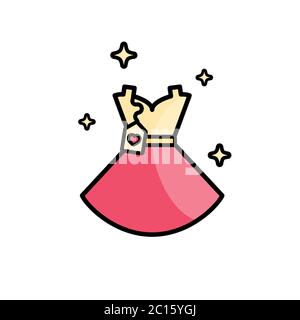 Women dress with a tag. Shopping. Footwear. Fashion. Objects. Vector on isolated white background. Eps 10 vector. Stock Vector