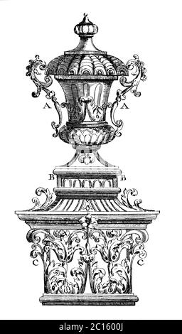 18th century illustration of a garden vase. Published in 'A Diderot Pictorial Encyclopedia of Trades and Industry. Manufacturing and the Technical Art Stock Photo