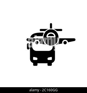 Bus, plane icon. Travel agency badge logo design on isolated white background. Eps 10 vector Stock Vector