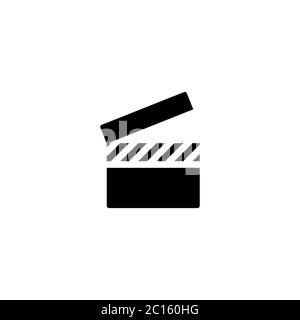 Movie slate icon in black simple design on an isolated white background. EPS 10 vector Stock Vector