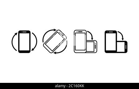 Smartphone rotation icons. Phone rotate set. Phone tilt vertical and horizontal signs. mobile icon on isolated background. Eps 10 vector Stock Vector