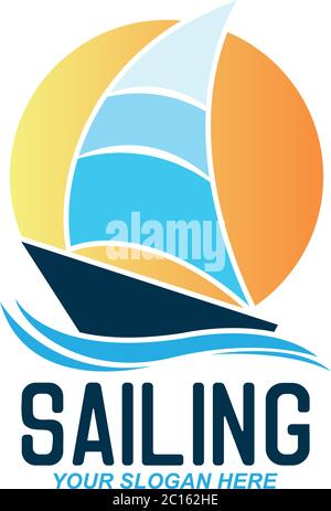 sailing logo with text space for your slogan / tag line, vector illustration Stock Vector
