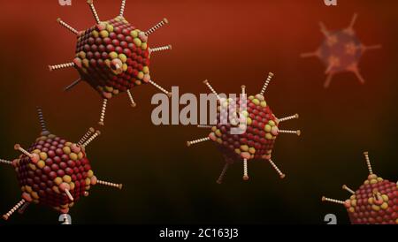 Virus cells of the adenovirus family in icosahedral shape - 3d ...