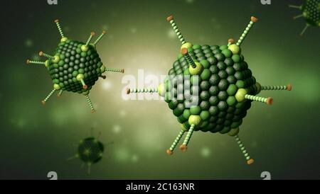 Virus cells of the adenovirus family in icosahedral shape - 3d ...