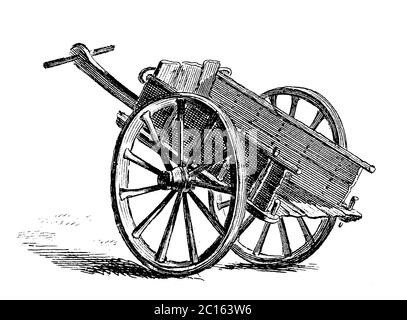 18th century illustration of a cart. Published in 'A Diderot Pictorial Encyclopedia of Trades and Industry. Manufacturing and the Technical Arts in Pl Stock Photo