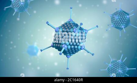 Virus cells of the adenovirus family in icosahedral shape - 3d ...