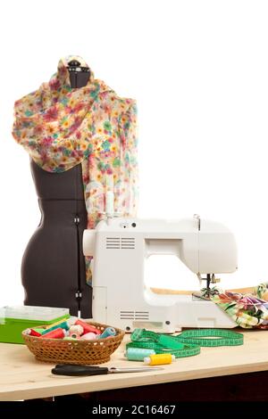 the sewing machine costs on a table Stock Photo