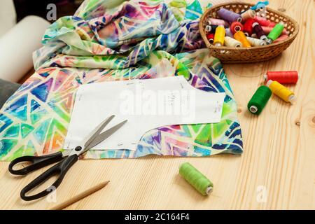 pattern on fabrics and sewing accessories