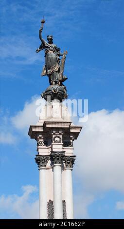 Quito, Pichincha / Ecuador - September 16 2018: Approach to the bronze sculpture that represents Libertas, the Roman goddess of personal freedom. Loca Stock Photo