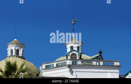 Quito, Pichincha / Ecuador - September 16 2018: View of the metal rooster on the dome of the Metropolitan Cathedral of Quito on a sunny day Stock Photo