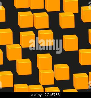Gold Cubes Seamless Pattern on Black Stock Vector