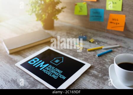 BIM - Building information modeling concept on screen Stock Photo