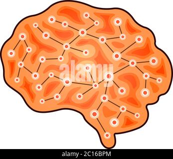 The silhouette of the brain with graph on white background Stock Vector