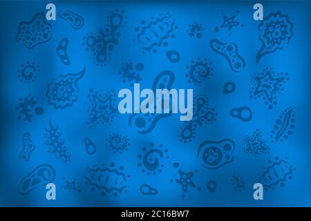 Beautiful abstract vector background with bacteria in blue water Stock Vector