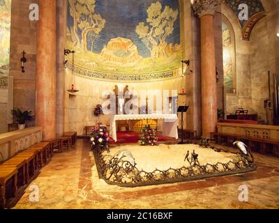 Interior of The Church of All Nations or Basilica of the Agony, Roman Catholic church near the Garden of Gethsemane at the Mount Stock Photo