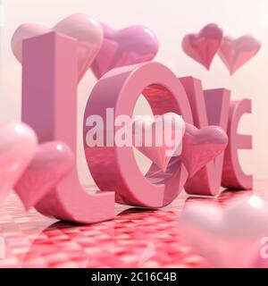 Realistic Love Sign with Hearts Stock Photo