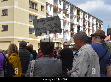 Legnica, Poland. 14th June, 2020. Election rally of the presidential candidate Rafal Trzaskowski in a rally in Legnica was attended by over a thousand people. There were also electoral slogans Credit: Piotr Twardysko-Wierzbicki/ZUMA Wire/Alamy Live News Stock Photo