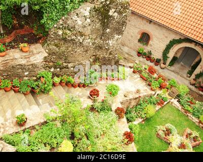 Garden in Holy Monastery Roussano, Meteora, Greece Thessaly Stock Photo