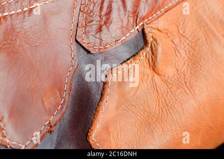 Background of sewing on leather. Stock Photo