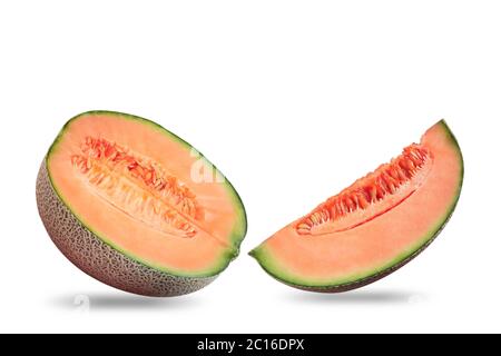 Melon sliced on white background. Stock Photo