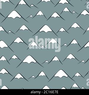 Seamless pattern with mountains. Randomly placed mountains with snowy peak. Vector illustration for invitations, prints, wrapping paper, greeting card Stock Vector