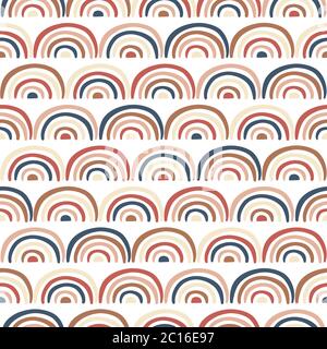 Seamless pattern with abstract rainbows in soft colors. Vector illustration for invitations, prints, wrapping paper, greeting cards, wallpaper etc. Stock Vector