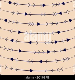 Seamless pattern with lines, curves and triangle elements. Vector illustration for invitations, prints, wrapping paper, greeting cards, wallpaper etc. Stock Vector