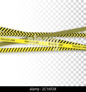 Police yellow tape. danger zone with line barrier. Warning strip. isolated Vector illustration Stock Vector