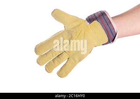 Working mens gloves on white background Stock Photo