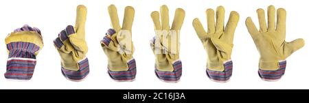 Working mens gloves on white background Stock Photo
